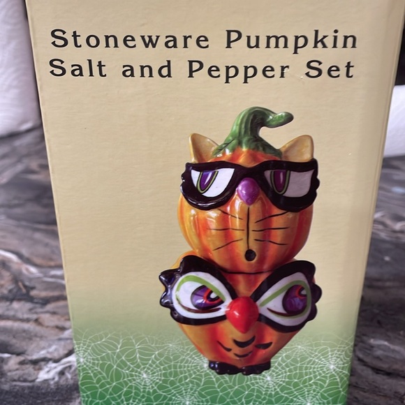 STONEWARE PUMPKIN 🎃 SALT & PEPPER SHAKERS - Picture 5 of 5